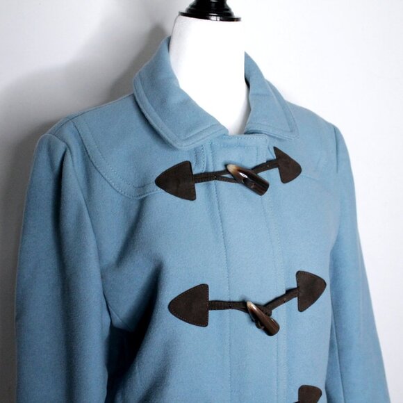 Gap Wool  Blend Toggle Buttons Blue Pea Coat Size M - Picture 7 of 16